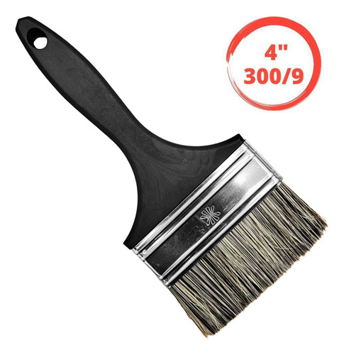 300/9-100mm Trincha Atlas 4 Cerda Gris Multiuso Cabo Preto