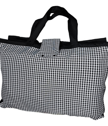 Porta Travesseiro Duplo Bag Viagem Preto Básico Útil Quadriculado