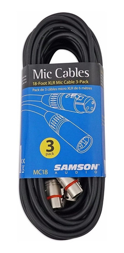 Cable Samson Mc18 3 Unidades Canon Xlr Microfonos, 6 Mtr