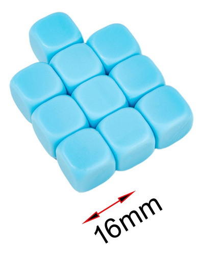3 X 10 Cubos De Dados En De 16 Mm, Dados Redondeados De Azul