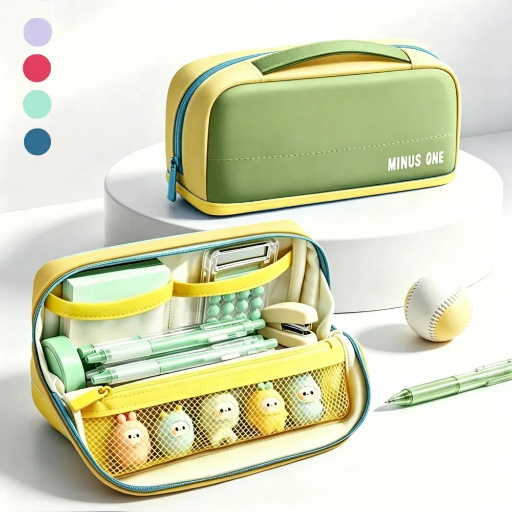 Estuche Organizador Escolar Magnético Grande Multiuso, For Lpices Y Utiles Green bicolor