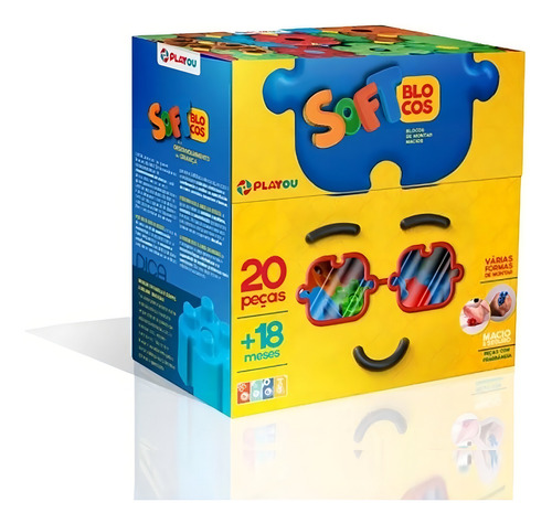 Blocos De Montar Macios E Soft - 20 Peças Playou