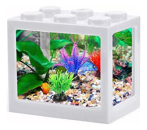 Mini Pecera Para Pez Beta Kit Completo Acuario Con Luz Blanco