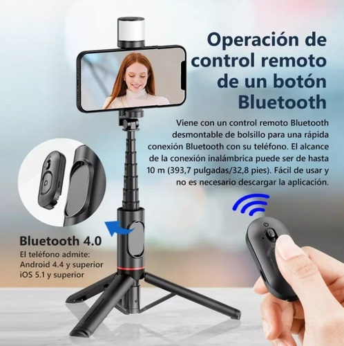 Axnen Selfies Stick Con Trípode Bluetooth Control Remoto Led