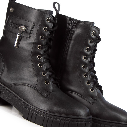 Borcegos Botas Citadina Vegan Mujer Sinteticas Acordonado
