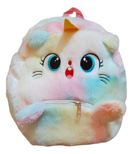 Mochila Gato Unicornio De Felpa Con Luz Para Niñas Casual Peluche