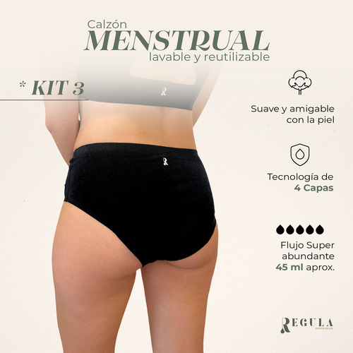 Kit X3 Calzones Menstruales Super Abundante Reutilizable