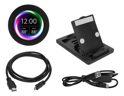 Monitor De Datos Pc Cpu Hdd Con Pantalla Redonda Ips Mini De