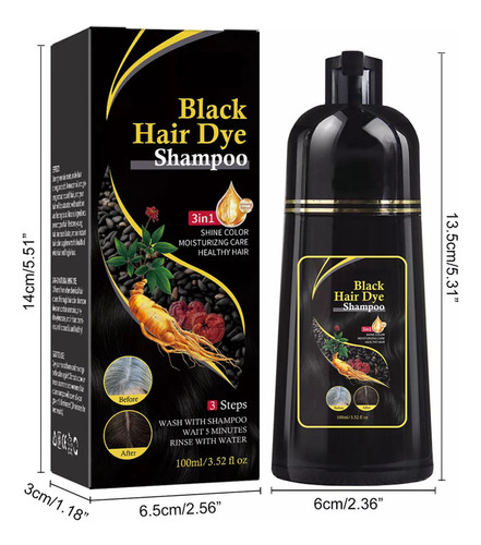 2* Shampoo Instantâneo De Coloração De Cabelo Com Gengibre