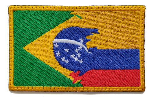 Parche Bordado Bandera Entrelzada De Colombia Y De Brasil
