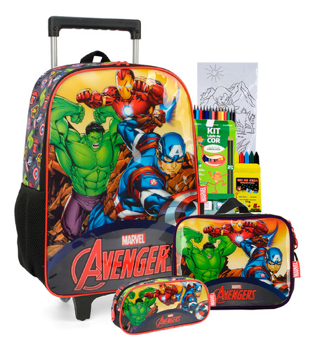  Vingadores Hulk Homem De Ferro Mochila Estojo Lancheira