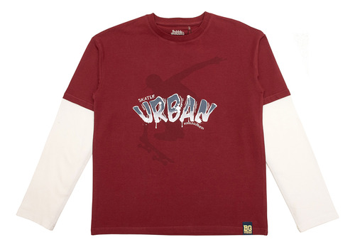 Polera Manga Larga Niño Bubblegummers Lucas Borgoña