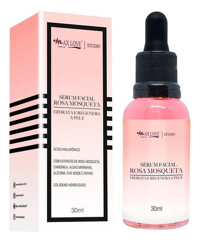 Serum Facial Rosa Mosqueta Max Love Box 24 Un Atacado Revend Momento De Aplicação Dia Noite Tipo De Pele