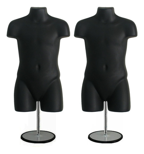 Paquete De 2 Torsos De Maniqui Negro Para Ninos, Forma De Ve