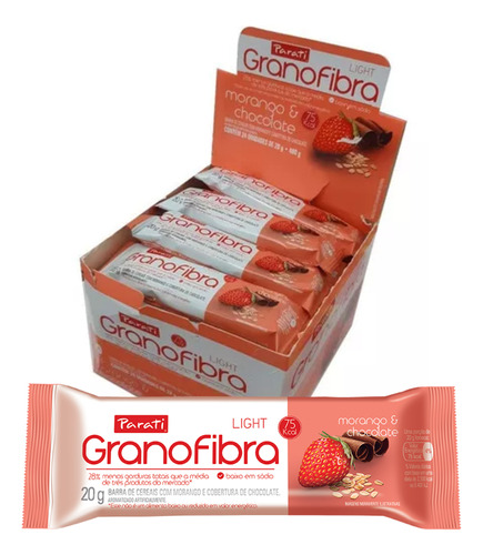 Barra Cereal Granofibra Light Morango E Chocolate 24x20g