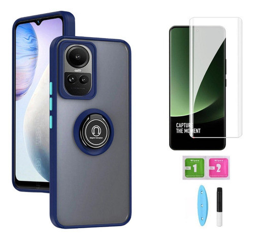 Case Funda Hardness Ring Para Oppo Reno 10/ 10 Pro + Mica Uv