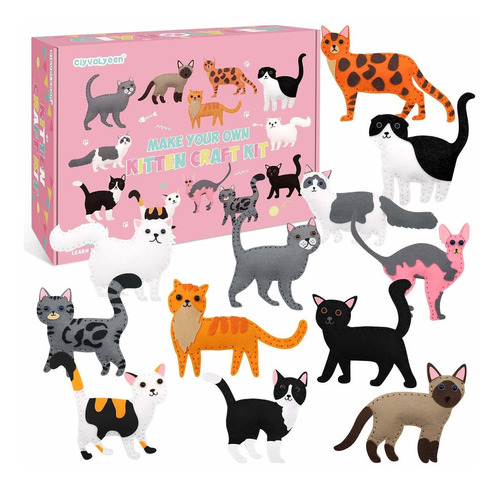 Kitten Craft Kit Kids Diy Crafting And Sewing Set Kitty...