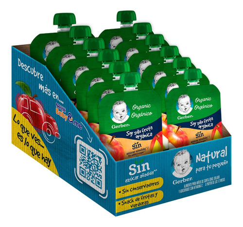 Papilla Gerber Etapa 1 Mango Manzana Pera 12 Pouch 100g C/u