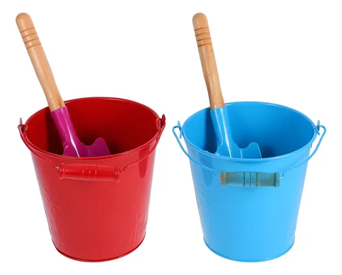 Pack De 2 Palas De Playa De 40 Cm Para Niños – Plástico Y Mango De Madera, Ideales Para Arena Y Nieve (Azul Y Rojo)