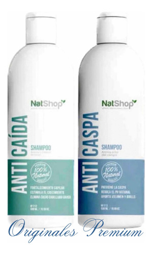 Set Shampoo Anticaspa + Anticaída Natural Natshop Sin Sal