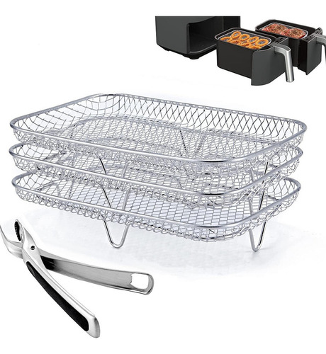 . Accesorios For Freidora De Aire En Rack Apilable De Tres