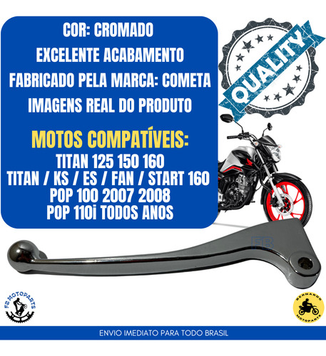 Manete Cromado Embreagem Cg Titan Fan 125 150 160 Pop Start