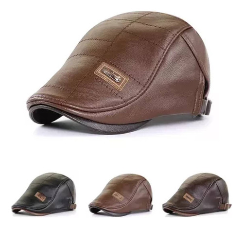 Sombrero De Cuero Premium Estilo Boina Para Hombre