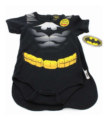 Imagen 3 de 10 de Pañalero Bebe Ropa Dc Comic Batman Musculos Capa Set 2 Pzs