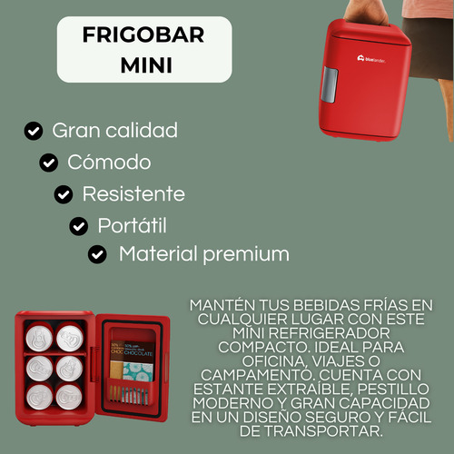 Mini Refrigerador Frigobar 4l 6 Latas Casa Auto Oficina Rojo