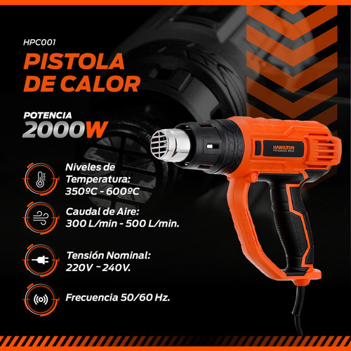 Pistola De Calor Hamilton 2000w 350°/600° + Kit Accesorios