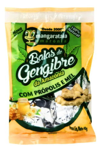Bala De Gengibre Da Amazônia C/própolis E Mel 10 Pacotes