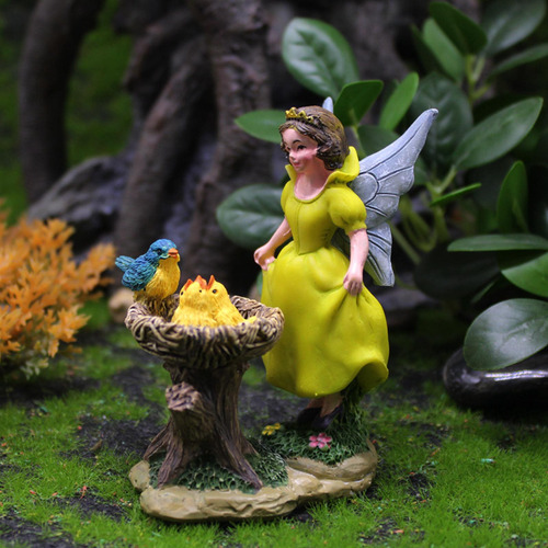 Figuras De Hadas De Jardín Y Pájaros, Decoración De