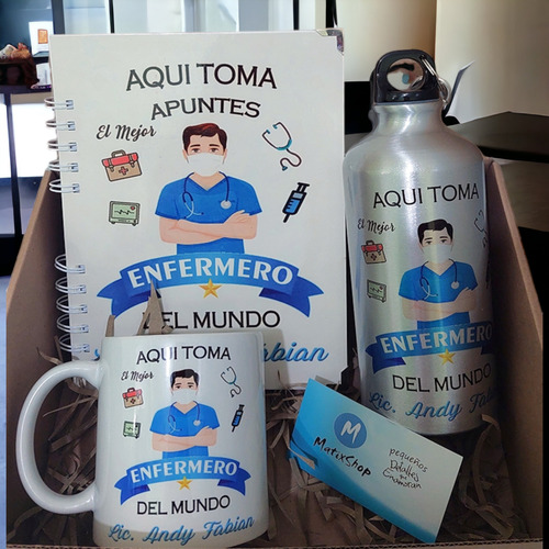 Taza + Tomatodo + Libreta- Regalos Personalizados Enfermeria