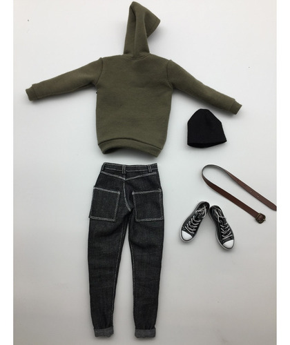 Imagen 6 de 6 de 1/6 Escala Para Hombre Ropa Ejército Verde Sudadera Con