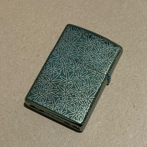 Encendedor Zippo Hoja Planta Fumador Metalizado Original Verde Claro All Around Fumador