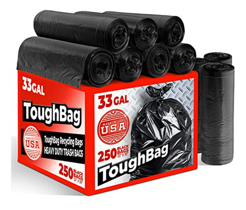 Bolsas De Basura Toughbag De 30-33 Galones, 32 X 38  Negras 