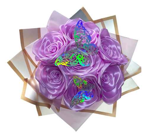 Mini Ramos Buchones De 7 Rosas Eternas Lila