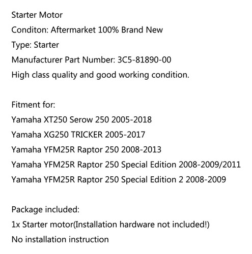 Hi1 Starter P Yamaha Yfm25r Raptor 250 Edición Especial 2