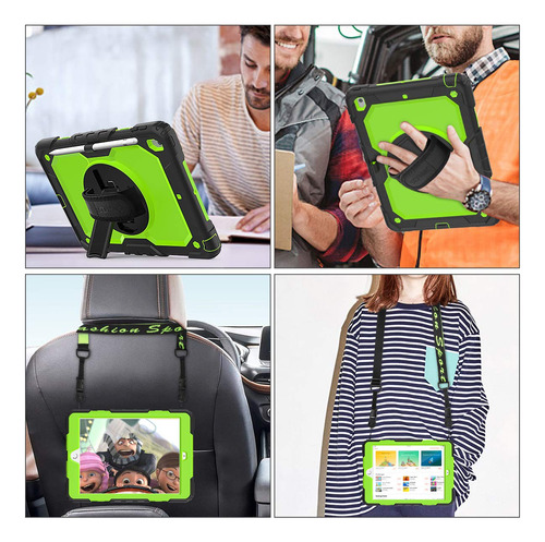 Funda Protectora Cuerpo Completo Verde-negro Para iPad 9 Gen