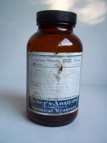 Antiguo Frasco Frigorífico Rausa Quimico Potassium Nitrate