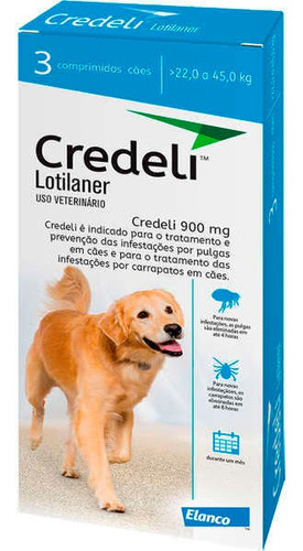 Antipulgas E Carrapatos Credeli 900 Mg 22 A 45 Kg Cães