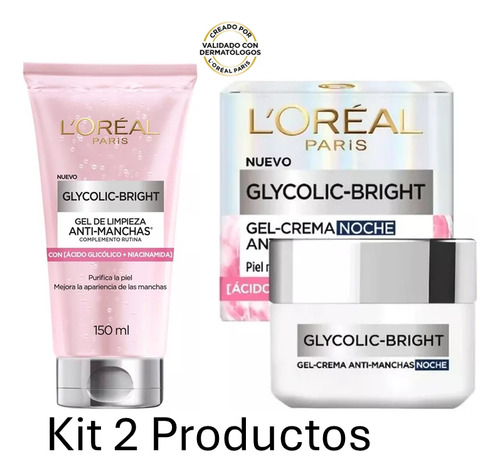 Kit Anti-manchas L'oréal Paris Glycolic Gel + Crema Noche