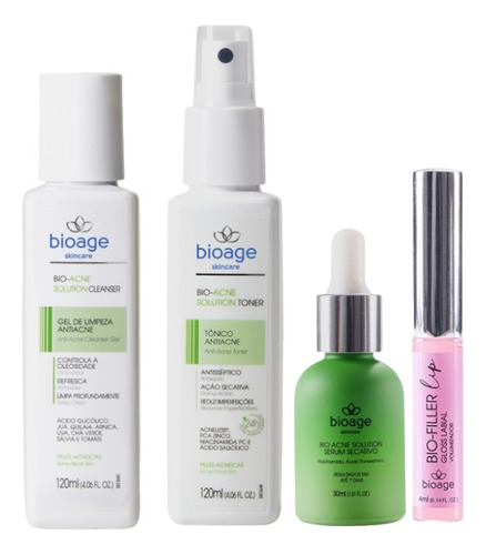 Kit Limpeza Facial Com Serum Secativo Bioage