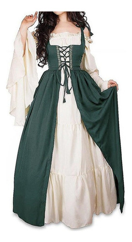 Vestido Medieval Femenino Largo Con Encaje