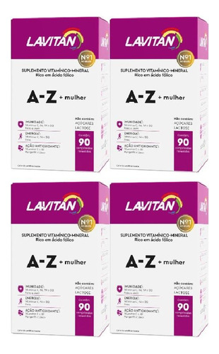 Kit Lavitan A-z Mulher Com 4un De 90 Comp Revestidos Cada