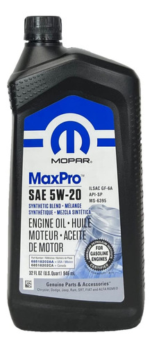 Aveite De Motor 5w-20 Original Mopar Maxpro 