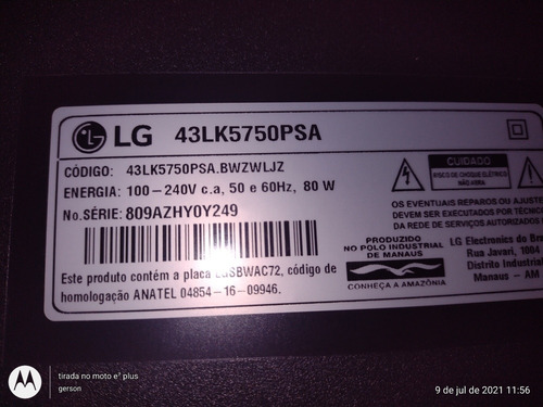 Imagem 2 de 2 de Tv 43 LG