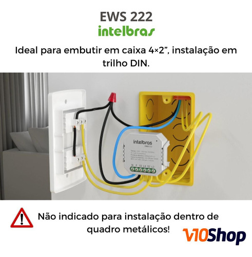 2 Minicontrolador Smart Wifi 2 Interruptor Ews222 Intelbras