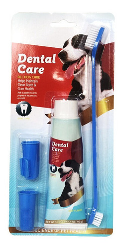 Cepillo Doble Dental + Pasta Dental + 2 Dedales Perro Gato