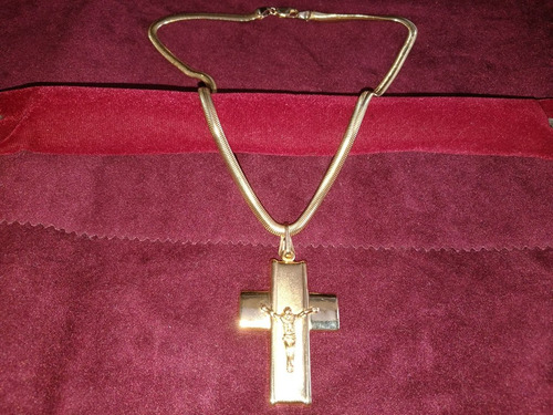 Imagen 4 de 9 de Cadena Baño De Oro 18k Wide Gargantilla Cristo Prenda Collar